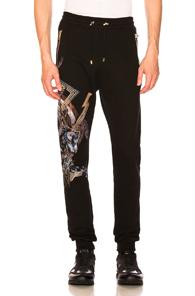 Balmain Panther Print Sweatpants In Black