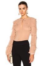Nicholas High Neck Ruffle Blouse In Pink