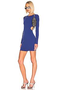 T By Alexander Wang Bodycon Long Sleeve Dress In Blue