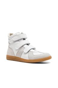 Maison Margiela Calfskin Velcro High Tops In Neutrals,white