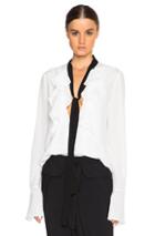 Chloe Crepe De Chine Ruffle Blouse In White