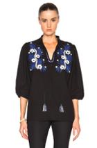 Suno Two Tone Floral Top In Black