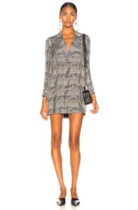 Fleur Du Mal Double Breasted Short Dress In Black,plaid,white