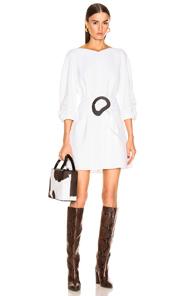 Tibi Shirred Sleeve Dress In White