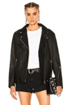 T By Alexander Wang Oversized Leather Moto Jacket In Black