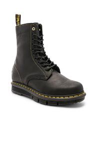 Yohji Yamamoto X Dr. Martens Leather Cube Flex 10 Eye Boots In Black