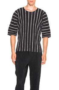 Issey Miyake Homme Plisse Flags Shirt In Black,stripes
