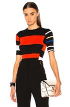 Proenza Schouler Lightweight Cotton Crewneck Sweater In Black,stripes,red