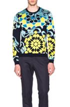 Versace Geometric Print Sweater In Blue,yellow,abstract