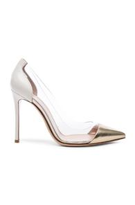Gianvito Rossi Leather Plexi Pumps In Metallics,white
