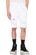 Stampd Distressed Denim Shorts In White