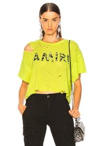 Amiri Star Mesh Cropped Tee In Stars,yellow