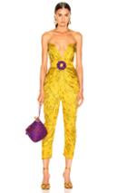 Raisa&vanessa Embellished Strapless Jumpsuit In Yellow