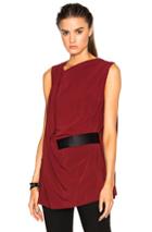 Ann Demeulemeester Belted Drape Tunic In Red