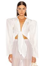 Adriana Degreas Tied Voluminous Sleeve Top In White