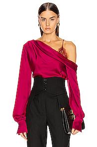 Jonathan Simkhai Lace Drop Shoulder Top In Pink