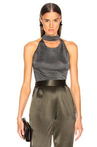 Fleur Du Mal Choker Top In Metallic,gray