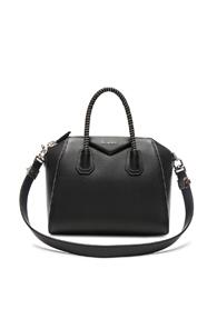 Givenchy Small Smooth Leather Antigona With Studded Piping In Black