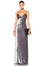 Catherine Fulmer Velvet Bias Dress In Gray,metallics