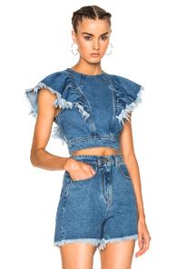 Philosophy Di Lorenzo Serafini Frayed Crop Top In Blue