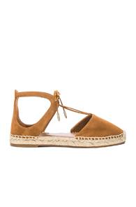 Aquazzura Suede Clo Clo Espadrille Flats In Brown