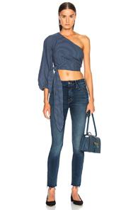Mara Hoffman Stella One Shoulder Crop Top In Blue,stripes