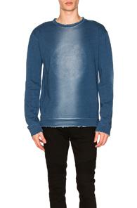 Balmain Destroyed Indigo Sweatshirt In Blue