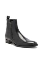 Saint Laurent Leather Wyatt Zip Boots In Black