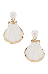 Mercedes Salazar Pearl Drop Shell Earrings In White