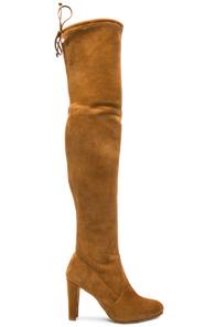 Stuart Weitzman Suede Highland Boots In Brown