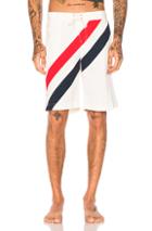 Thom Browne Diagonal Stripe Board Shorts In White