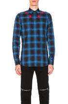 Givenchy Plaid Shirt With Contrast Stars In Blue,checkered & Plaid