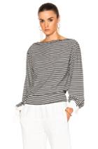 Chloe Cotton Micro Stripe Sweater In Black,stripes,white
