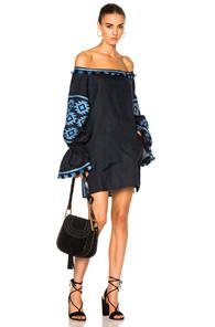 March 11 Geometry Embroidered Dress In Blue