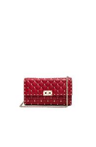 Valentino Quilted Rockstud Spike Shoulder Bag In Red