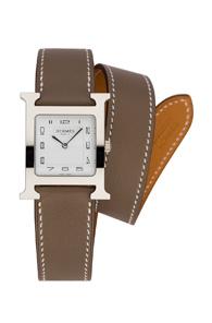 Hermes Heure Hour Mm In Brown,gray