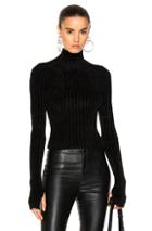 Helmut Lang Velveteen Cropped T Neck Top In Black