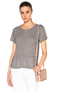Enza Costa Short Sleeve Peplum Tee In Gray