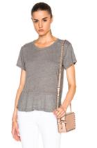 Enza Costa Short Sleeve Peplum Tee In Gray
