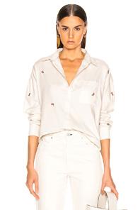 Amo Rosebud Embroidered Boxy Shirt In Floral,white