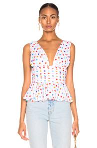 Caroline Constas Paros Top In Polka Dots,white