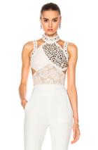 Rodarte Laser Cut Leather Top In White