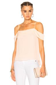 T By Alexander Wang Silk Pleated Off The Shoulder Top In Pink