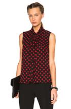 Mcq Alexander Mcqueen Overlocked Pussy Blouse In Geometric Print,red,black