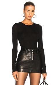 T By Alexander Wang Wash & Go Long Sleeve Rib Top In Black