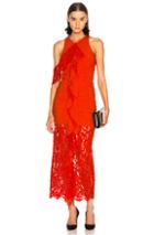 Proenza Schouler Corded Lace Ruffle Sleeveless Maxi Dress In Red