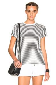 T By Alexander Wang Crewneck Logo Tee In White,stripes