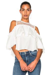 Nicholas Double Ruffle Top In White