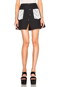 Kenzo Cotton Blend Twill Skirt In Black