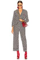 Fendi Logo Print Belted Pajama Jumpsuit In Black,geometric Print,white